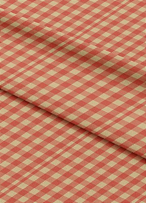 Tecido Helanca Estampa Digital  Xadrez Pequeno Vermelho e Palha 1,55m de Largura