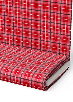 Tecido Helanca Estampa Digital  Xadrez Quadros Vermelho e Branco 1,55m de Largura