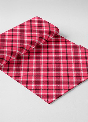Tecido Helanca Estampa Digital  Xadrez Rosa Triangulos Preto 1,55m de Largura