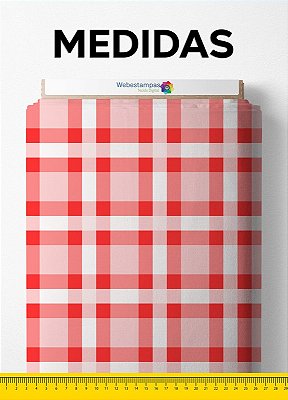 Tecido Helanca Estampa Digital Xadrez Quadros Vermelho e Branco 1,55m de Largura