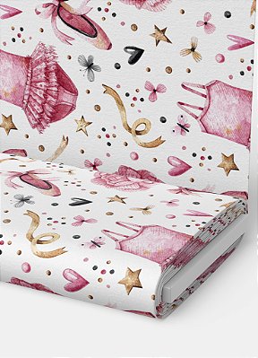 Tecido Veludo Suede Estampa Digital Love Ballet 1,40m de Largura