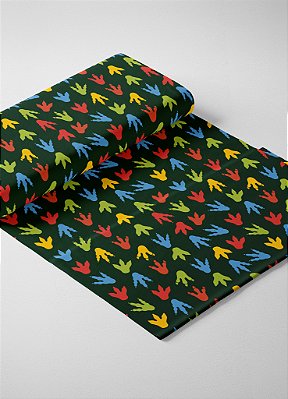 Tecido Veludo Suede Estampa Digital Pegadas de Dinossauros 1,40m de Largura