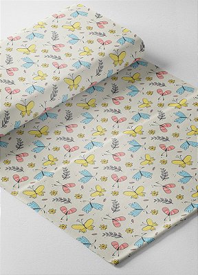 Tecido Veludo Suede Estampa Digital Borboletas 1,40m de Largura