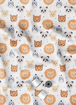 Tecido Veludo Suede Estampa Digital Cute Animals 1,40m de Largura