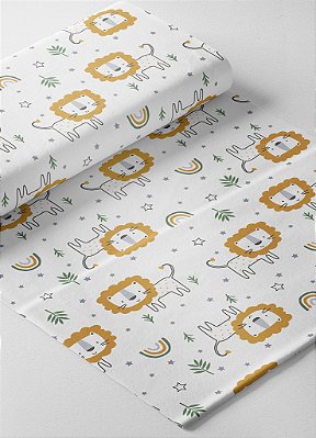 Tecido Veludo Suede Estampa Digital Leãozinho 1,40m de Largura