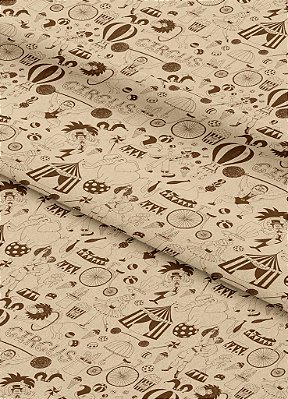 Tecido Veludo Suede Estampa Digital Circus 1,40m de Largura