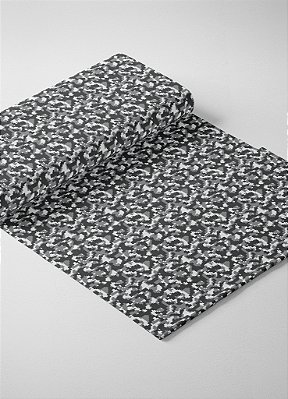 Tecido Veludo Suede Estampa Digital Camuflado Pixel Preto 1,40m de Largura