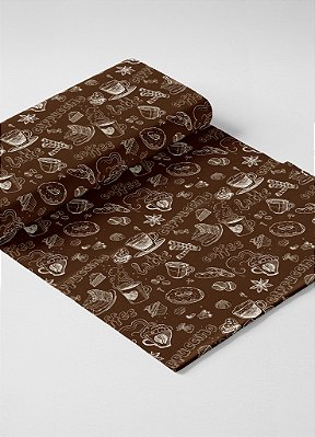 Tecido Veludo Suede Estampa Digital Coffee 1,40m de Largura