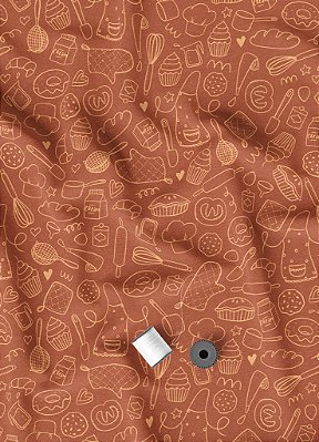 Tecido Veludo Suede Estampa Digital Cozinheiro 1,40m de Largura