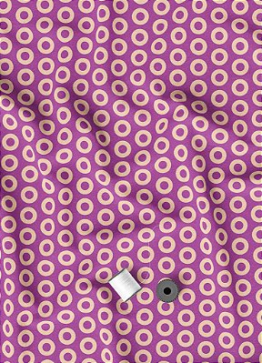 Tecido Veludo Suede Estampa Digital  Circulos Palha Fundo Roxo 1,40m de Largura