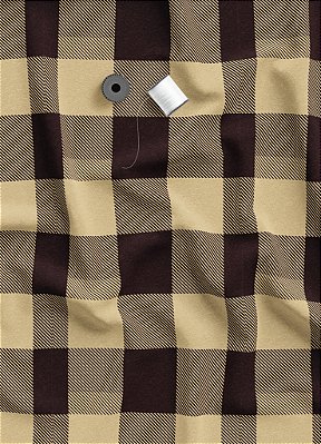 Tecido Veludo Suede Estampa Digital  Xadrez Marrom e Palha 1,40m de Largura