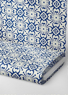 Tecido Veludo Suede Estampa Digital Arabesco Azul Aletejano 1,40m de Largura