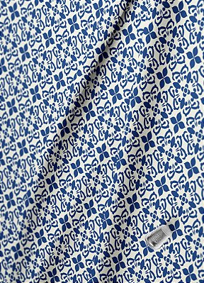 Tecido Veludo Suede Estampa Digital Arabesco Azul Algarve 1,40m de Largura