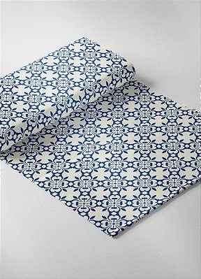 Tecido Veludo Suede Estampa Digital Arabesco Azul Évora 1,40m de Largura