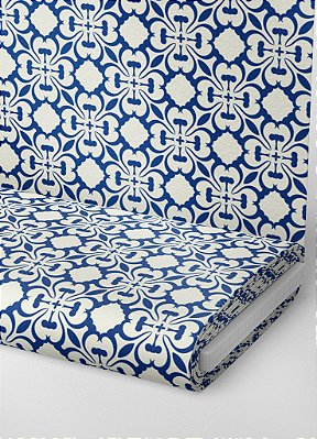 Tecido Veludo Suede Estampa Digital Arabesco Azul Lisboa 1,40m de Largura