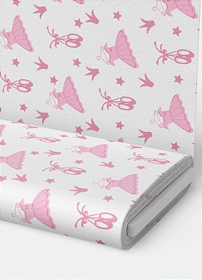 Tecido Veludo Suede Estampa Digital Balé Rosa 1,40m de Largura