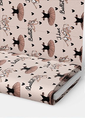 Tecido Veludo Suede Estampa Digital I Love Ballet 1,40m de Largura