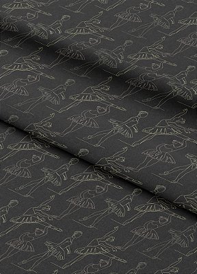 Tecido Veludo Suede Estampa Digital Silhueta Bailarina 1,40m de Largura