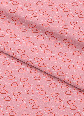 Tecido Veludo Suede Estampa Digital Coração Vazado Rosa 1,40m de Largura
