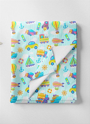 Tecido Veludo Suede Estampa Digital Transportes 1,40m de Largura