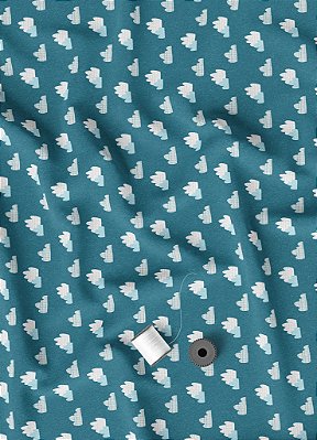 Tecido Veludo Suede Estampa Digital Nuvenzinha 1,40m de Largura