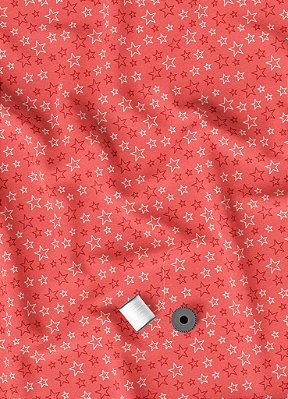 Tecido Veludo Suede Estampa Digital Star Vermelha 1,40m de Largura