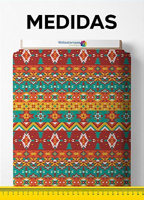 Tecido Veludo Suede Estampa Digital Étnica Geométrica 1,40m de Largura