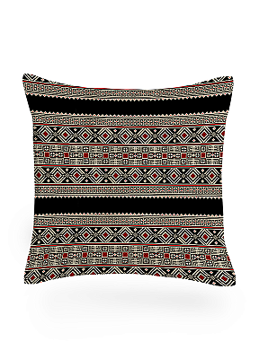 Tecido Veludo Suede Estampa Digital Étnica Preto e Vermelho 1,40m de Largura