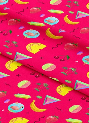 Tecido Veludo Suede Estampa Digital Flamingo Fundo Rosa 1,40m de Largura