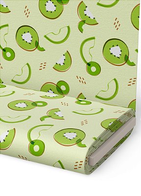 Tecido Veludo Suede Estampa Digital Kiwi Fundo Verde 1,40m de Largura