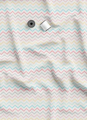 Tecido Veludo Suede Estampa Digital Chevron Colorido 1,40m de Largura