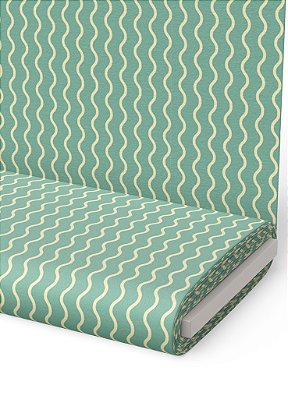 Tecido Veludo Suede Estampa Digital Ondulado Branco e Verde 1,40m de Largura