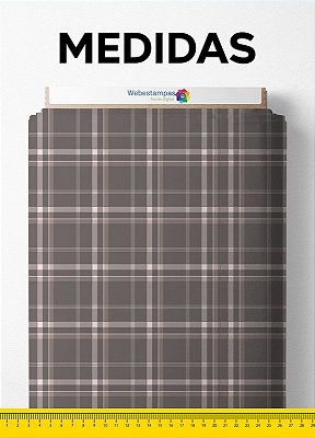 Tecido Veludo Suede Estampa Digital Xadrez Cinza e Branco 1,40m de Largura