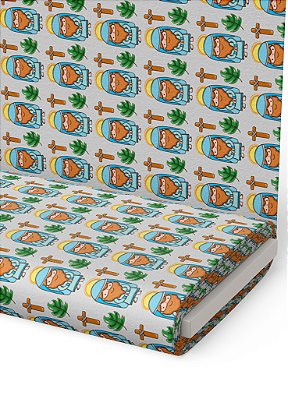 Tecido Veludo Suede Estampa Digital Jesus Fundo Palha 1,40m de Largura