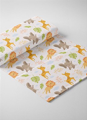 Tecido Veludo Suede Estampa Digital Animais do Safári 1,40m de Largura