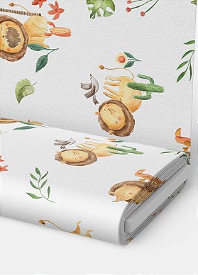 Tecido Veludo Suede Estampa Digital Aquarela Leãozinho 1,40m de Largura