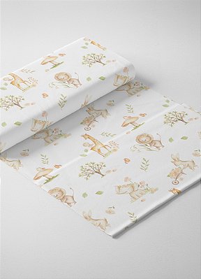 Tecido Veludo Suede Estampa Digital Bichinhos Aquarela 1,40m de Largura