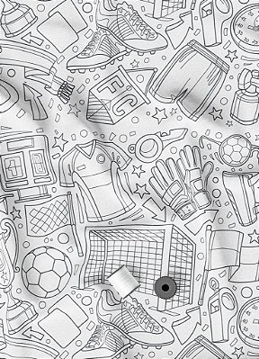 Tecido Veludo Suede Estampa Digital Goleiro Fundo Branco 1,40m de Largura