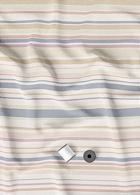 Tecido Veludo Suede Estampa Digital Listras Azul Palha e Rosa 1,40m de Largura