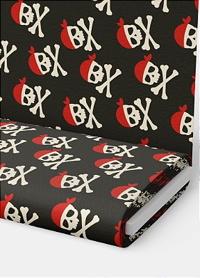Tecido Veludo Suede Estampa Digital Caveira Pirata Bandana 1,40m de Largura
