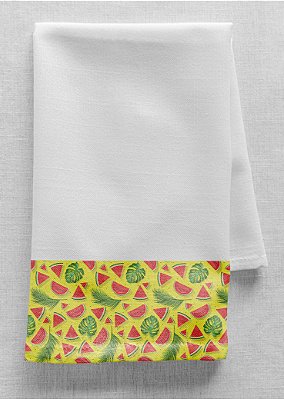 Tecido Veludo Suede Estampa Digital Melancia Fundo Amarelo 1,40m de Largura