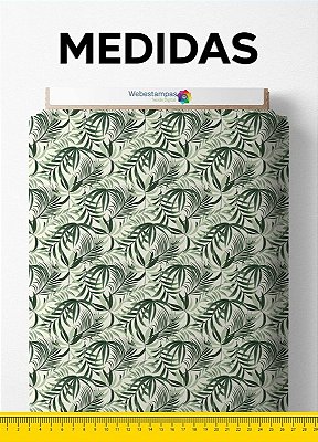 Tecido Veludo Suede Estampa Digital Folhagem Verde 1,40m de Largura
