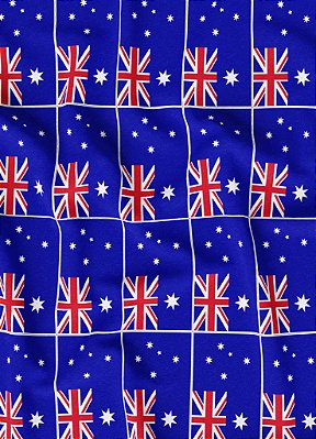 Tecido Veludo Suede Estampa Digital Bandeirinhas da Austrália 1,40m de Largura