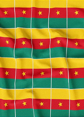 Tecido Veludo Suede Estampa Digital Bandeirinhas de Camarões 1,40m de Largura