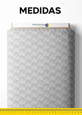 Tecido Tactel Estampa Digital Arabesco Branco 3D 1,55m de Largura