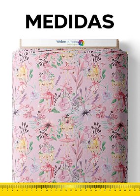 Tecido Tactel Estampa Digital Bailarina Florista 1,55m de Largura