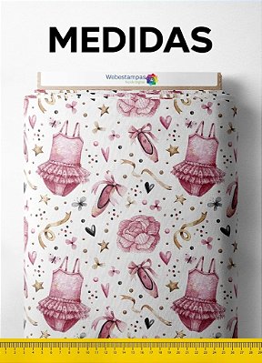 Tecido Tactel Estampa Digital Love Ballet 1,55m de Largura