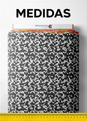 Tecido Tactel Estampa Digital Camuflagem Pequena Preto 1,55m de Largura