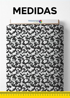 Tecido Tactel Estampa Digital Camuflado Pixel Preto 1,55m de Largura
