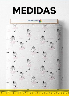 Tecido Tactel Estampa Digital Bailarina Fofa 1,55m de Largura
